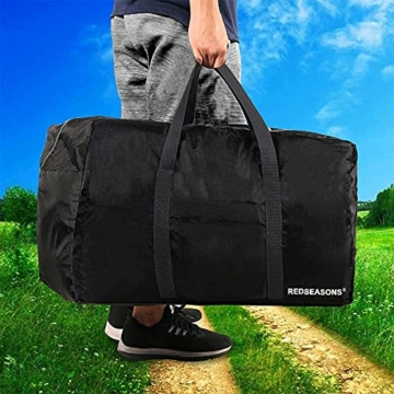 Extra Große Reisetasche,Faltbare Faltbare Reisetasche mit Handschlaufe, Geeignet für Reisen wasserdichte Tragetasche, geeignet für Reisen, Camping（Schwarz） - 4
