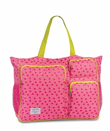 Fabrizio Strandtasche groß XXL viele Taschen Urlaubstasche Freizeittasche Sommer mit Reißverschluss (Rosa/Melone) - 1