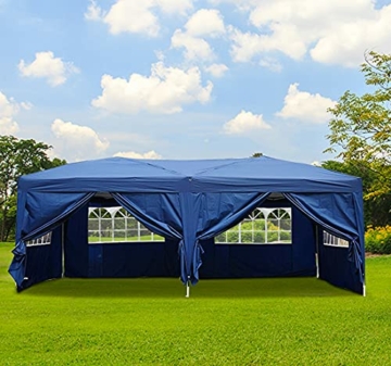 HOMCOM Outsunny 3x6 m Faltpavillon Pavillon Faltzelt Partyzelt Gartenzelt inkl. 4 Seitenteile Blau - 2