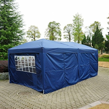 HOMCOM Outsunny 3x6 m Faltpavillon Pavillon Faltzelt Partyzelt Gartenzelt inkl. 4 Seitenteile Blau - 5