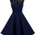 HOMEYEE Damen Elegant Spitze Rundhalsausschnitt Ärmel Mesh-A-Linie Kleid UKA008 (EU 36 (Herstellergroesse: S), Dunkelblau) - 1