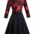 HOMEYEE Damen Vintage 3/4 Ärmel Floral Spitze Gestickte Cocktail Ausgestelltes Kleid A062 (EU 38 = Size M, Rot + Schwarz) - 2