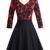 HOMEYEE Damen Vintage 3/4 Ärmel Floral Spitze Gestickte Cocktail Ausgestelltes Kleid A062 (EU 38 = Size M, Rot + Schwarz) - 3