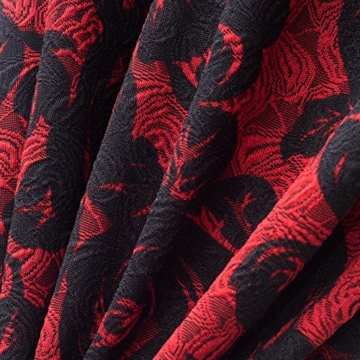 HOMEYEE Damen Vintage 3/4 Ärmel Floral Spitze Gestickte Cocktail Ausgestelltes Kleid A062 (EU 38 = Size M, Rot + Schwarz) - 4