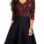 HOMEYEE Damen Vintage 3/4 Ärmel Floral Spitze Gestickte Cocktail Ausgestelltes Kleid A062 (EU 38 = Size M, Rot + Schwarz) - 1