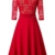 HOMEYEE Damen Vintage 3/4 Ärmel Floral Spitze Gestickte Cocktail Ausgestelltes Kleid A062 (L, Rot) - 2