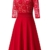 HOMEYEE Damen Vintage 3/4 Ärmel Floral Spitze Gestickte Cocktail Ausgestelltes Kleid A062 (L, Rot) - 3