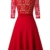 HOMEYEE Damen Vintage 3/4 Ärmel Floral Spitze Gestickte Cocktail Ausgestelltes Kleid A062 (L, Rot) - 4