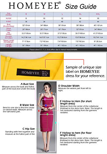 HOMEYEE Damen Vintage Hollow Out Kontrastfarbe Stretch Business Kleid B571 (S, Rot + Schwarz) - 7