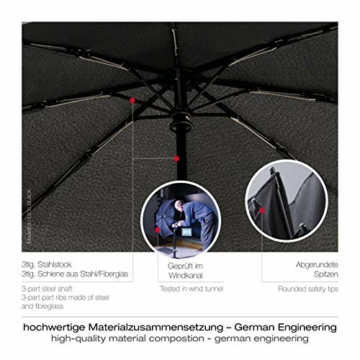 Knirps Taschenschirm I.200 Medium Duomatic - Exklusives Griff-Design - Kompakt - Große Drucktaste - Windkanal getestet - Schwarz - 6
