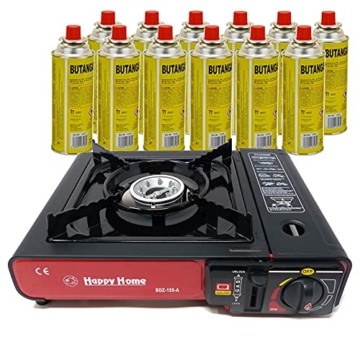 Kompakter Outdoor Gas-Camping-Kocher | Campingkocher inkl. 12 Gaskartuschen - 2