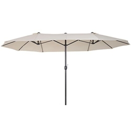 Outsunny Sonnenschirm Gartenschirm Marktschirm Doppelsonnenschirm Terrassenschirm mit Handkurbel Beige Oval 460 x 270 x 240 cm - 1