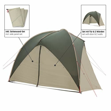 Qeedo Light Lime Trekking Pavillon Set-Angebot mit Seitenwänden, leicht (3,8 kg), kleines Packmaß (55 x 18 x 16 cm) - Rucksack-Packtasche, windstabil - 3