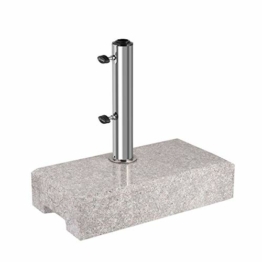 Sekey Granit Sonnenschirmständer mit Edelstahlrohr, Hochwertiger halb-Sockel, für Schirmstöcke bis 22-38 mm, Balkonschirmständer 25KG Grau - 1