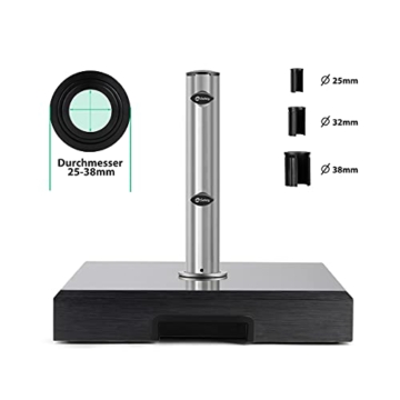 Sekey Sonnenschirmständer mit Edelstahlrohr, Hochwertiger Sockel, für Schirmstöcke bis 32-38 mm, Balkonschirmständer 25KG Quadratisch Grau - 4