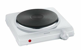 SEVERIN Kochplatte für Küche, Büro oder Camping, kleine Herdplatte mit stufenloser Temperatureinstellung, Campingkocher für einen Topf, weiß, 1.500 W, KP 1091 - 1