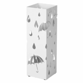 SONGMICS Regenschirmständer aus Metall, quadratischer Schirmständer, Wasserauffangschale herausnehmbar, mit Haken, 15,5 x 15,5 x 49 cm, weiß LUC49W - 1