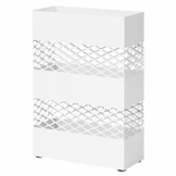 SONGMICS Regenschirmständer aus Metall, rechteckiger Schirmständer, 28 x 12 x 41 cm, mit Wasserauffangschale, Gitter-Design, weiß LUC02WT - 1