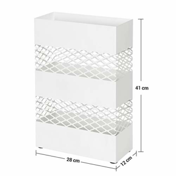 SONGMICS Regenschirmständer aus Metall, rechteckiger Schirmständer, 28 x 12 x 41 cm, mit Wasserauffangschale, Gitter-Design, weiß LUC02WT - 7