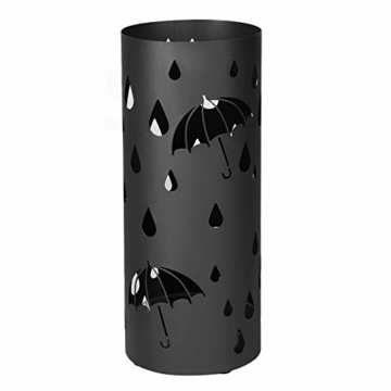 SONGMICS Regenschirmständer aus Metall, runder Schirmständer, Wasserauffangschale herausnehmbar, mit Haken, 49 x Ø 19,5 cm, schwarz LUC23B - 1