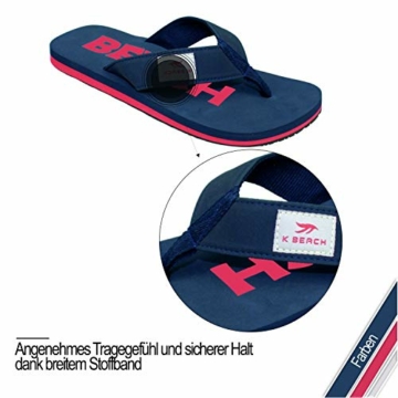 Ultrapower Flip-On Zehentrenner | Flip Flops | Badelatschen | Strandschuhe | Duschlatschen | Zehenstegpantolette | Bad | Sauna Schuhe | Sandalen | Blau/Rot | Gr.45 - 7