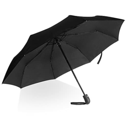 Villkin Regenschirm sturmfest mit Auf-Zu-Automatik - robuster und hochwertiger Regenschirm in schwarz für Damen und Herren - 107cm breiter Taschenregenschirm - 1