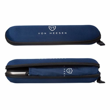 VON HEESEN® Regenschirm sturmfest bis 140 km/h - inkl. Schirm-Tasche & Reise-Etui - Taschenschirm mit Auf-Zu-Automatik, klein, leicht & kompakt, Teflon-Beschichtung, windsicher, stabil (Blau) - 8