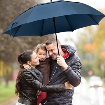 ZOMAKE Golf Regenschirm, Premium Qualität, 157cm Groß, Sturmsicher, Automatik - Automatisch zu öffnen, Regen- und Windresistent Golfschirme(Marineblau) - 6
