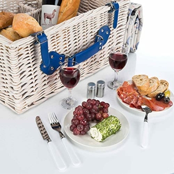 GOODS+GADGETS Picknickkorb für 4 Personen - Luxus Weidenkorb für Picknick mit Picknickdecke und Kühltasche - 2