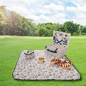 GOODS+GADGETS Picknickkorb für 4 Personen - Luxus Weidenkorb für Picknick mit Picknickdecke und Kühltasche - 7