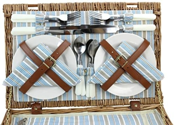 HappyPicnic Wicker Picknickkorb für 4 Personen, Willow Storage Hamper Service Geschenkset für Camping und Party im Freien - 7