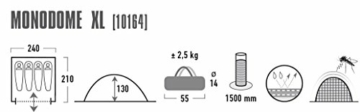 High Peak Kuppelzelt Monodome XL, Campingzelt für 4 Personen, Igluzelt, Festivalzelt mit Wannenboden, 1500mm wasserdicht, Freistehend, Hochentlüftung, Moskitoschutz - 3