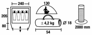 High Peak Kuppelzelt Nevada 4, Campingzelt mit Vorbau, Iglu-Zelt für 4 Personen, doppelwandig, 2.000 mm wasserdicht, Ventilationssystem, Wetterschutz-Eingang, Moskitoschutz - 3