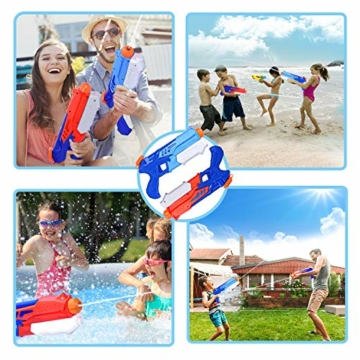 Joyjoz Wasserpistole Wasserspritzpistolen 2er Pack Wasser Blaster Water Gun Wasserpistole klein für Sommer Freibad Strand Wasserspaß für Kinder und Erwachsene (2 x 400 ml) - 7