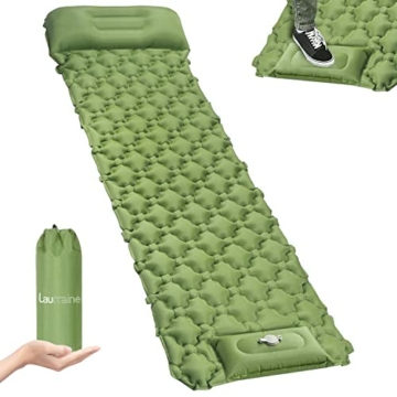 Laurraine Isomatte, Selbstaufblasende Isomatte Mit Kissen, Widen&Thicken Reise-Tragbare Ultraleicht-Camping-Matratze, Wasserdichte klappbare Einzelrollenmatratze, Outdoor-Schlafbett für Rucksacktouren - 1