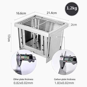 NC Holzkohlegrill klappbar, tragbarer BBQ Smoker Grillwerkzeuge Edelstahl, ultraleichter Faltbarer Grill Einfach einzurichten Geeignet für Camping Kochen Picknick Gartenparty LKWK - 2