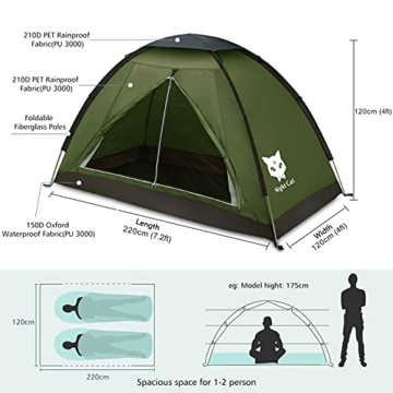 Night Cat Campingzelt für 1 2 Person Mann Zelte wasserdichte Rucksackzelte Einfache Einrichtung Leichtgewichtig für Wanderungen im Hinterhof - 3