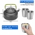Odoland Camping Kochgeschirr Set 11-teiliges Outdoor Kochgeschirr mit Mini Gaskocher Tragbar Aluminium Topf 0.8L Teekessel 2 Tassen Faltbare Besteck Camping Kochset für Outdoor Picknick Wandern - 3