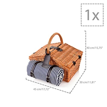 Sänger | Picknickkorb Sylt, 24-teiliges Komplettset für 4 Personen, Picknickkorb Groß, Picknick Decke & Geschirr - 3