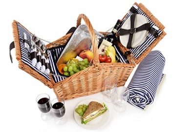 Sänger | Picknickkorb Sylt, 24-teiliges Komplettset für 4 Personen, Picknickkorb Groß, Picknick Decke & Geschirr - 1