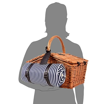 Sänger | Picknickkorb Sylt, 24-teiliges Komplettset für 4 Personen, Picknickkorb Groß, Picknick Decke & Geschirr - 5