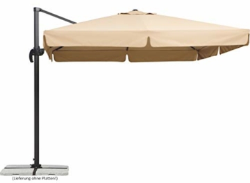 Schneider Sonnenschirm Rhodos, anthrazit, 300 x 300 cm quadratisch, 782-15, Gestell Alu/Stahl, Bespannung Polyester, 24 kg - 1