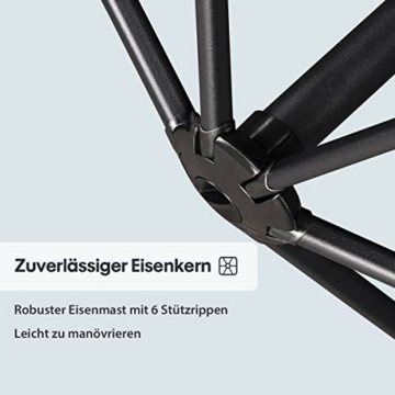 Sekey® Ampelschirm 300 cm Sonnenschirm Gartenschirm Kurbelschirm mit Kurbelvorrichtung Sonnenschutz UV50+ - 2
