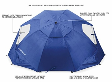 Sport-Brella Umbrella Sonnenschirm für Strand und Garten, Robust, Schutz vor Sonne, Regen und Wind, Mit Tragetasche, Blau, 54'' / 136cm - 3