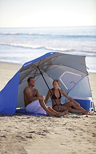 Sport-Brella Umbrella Sonnenschirm für Strand und Garten, Robust, Schutz vor Sonne, Regen und Wind, Mit Tragetasche, Blau, 54'' / 136cm - 5