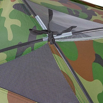 SPRINGOS Zelt mit Moskitonetz für 2 Personen Campingzelt Ausmaß: 200x150x110 cm 1 Kammer Fiberglas Gestell (Camouflage) - 4