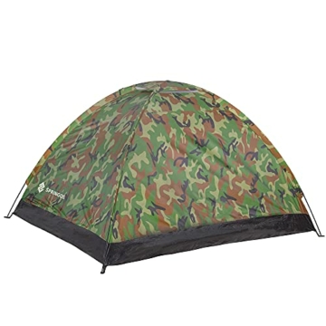 SPRINGOS Zelt mit Moskitonetz für 2 Personen Campingzelt Ausmaß: 200x150x110 cm 1 Kammer Fiberglas Gestell (Camouflage) - 9