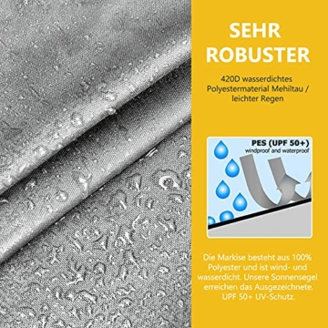 Sunnest Life Sonnensegel Sonnenschutz dreieckig Garten Balkon inkl. Befestigungsseilen Wetterschutz wasserabweisend Schattenspender 420D PES Polyester UV Schutz für Garten Outdoor,3 x 3 x 3m,Hellgrau - 3