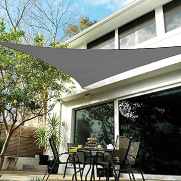 Sunnest Life Sonnensegel Sonnenschutz dreieckig Garten Balkon inkl. Befestigungsseilen Wetterschutz wasserabweisend Schattenspender 420D PES Polyester UV Schutz für Garten Outdoor,3 x 3 x 3m,Hellgrau - 7