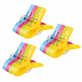 Vicloon Badetuch Clips 12 Stück große Wäscheklammern Handtuchklemmen Strandtuchklammern Clips Winddicht Klammern auf Strand und Sonnenliegen für Wäsche Strandtuch, Badetuch, Teppich (12 PCS) - 1